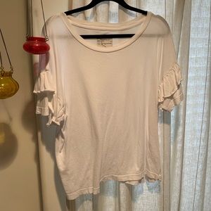 Current Elliot white ruffle short sleeve tee